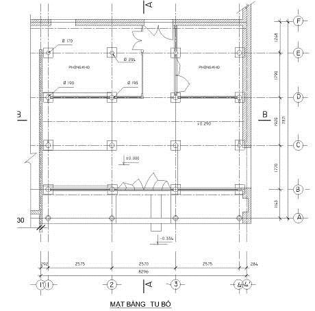 Hình 22: Mặt cắt, mặt bằng nhà chính  nhà 97 Bao Vinh