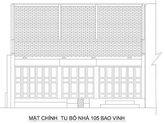 Hình 23: Mặt đứng, mặt bằng nhà chính( nhà trước), mặt bằng tổng thể nhà 105 Bao Vinh